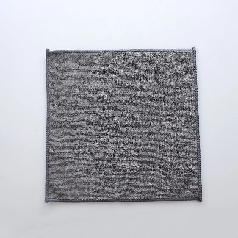 Grey square microfiber kitchen cleaning cloth for oilproof decontamination measuring 25x25cm