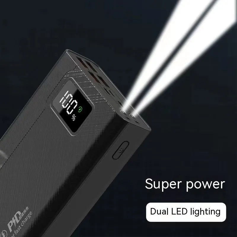 Black or white large capacity power bank portable charger with fast charging support.