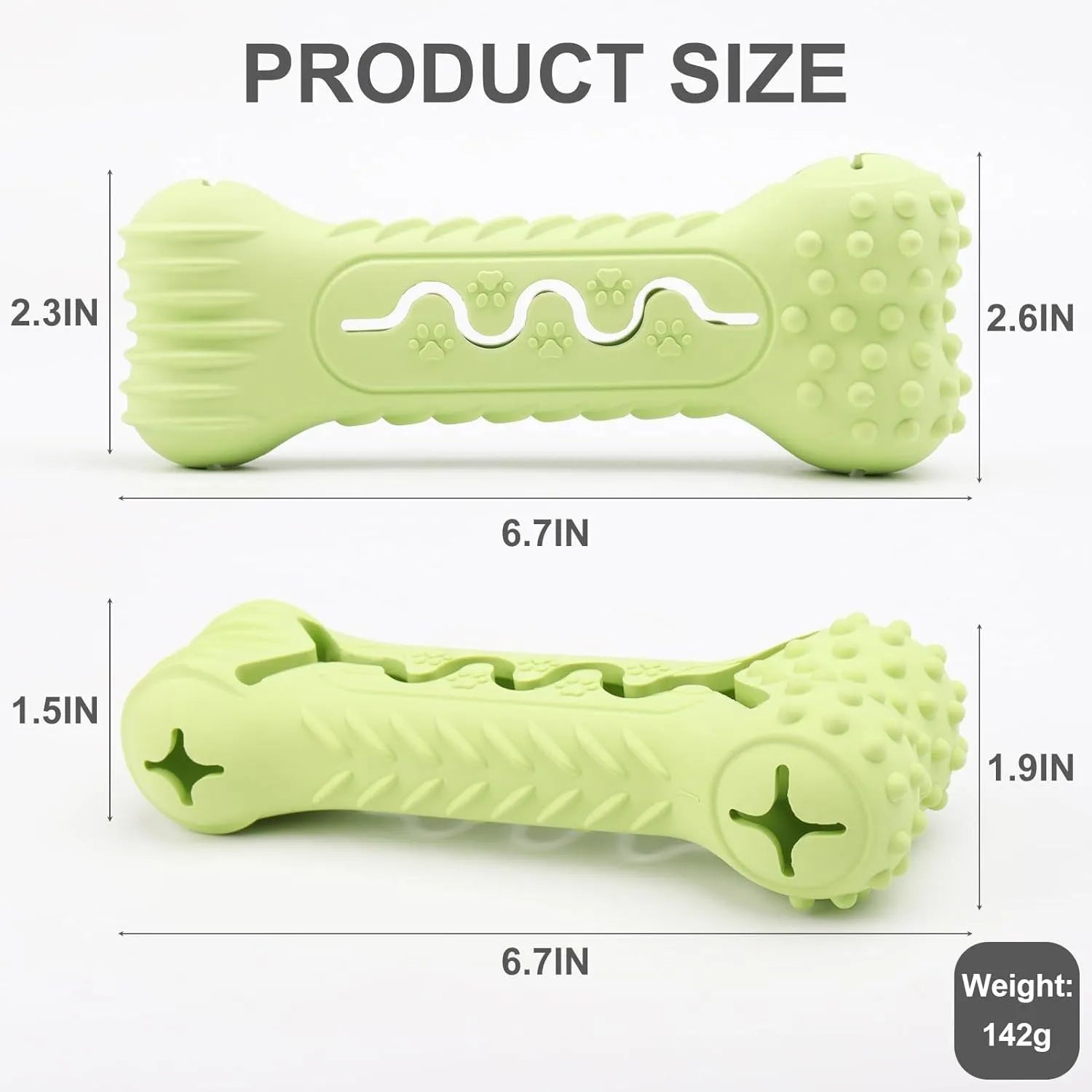 Blue natural rubber bone-shaped dog chew toy with textured surface for teeth cleaning.