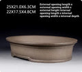 Handmade antique oval bonsai flower pot in purple sand ceramic showing 25X21X6.3CM dimensions