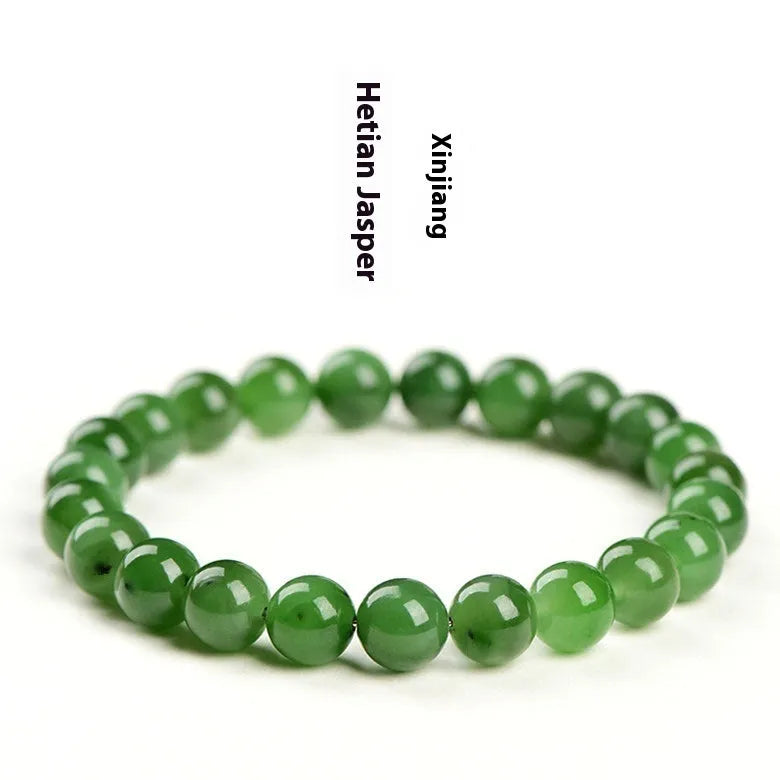 Natural Hetian jade bracelet with jasper stones in multiple bead size options