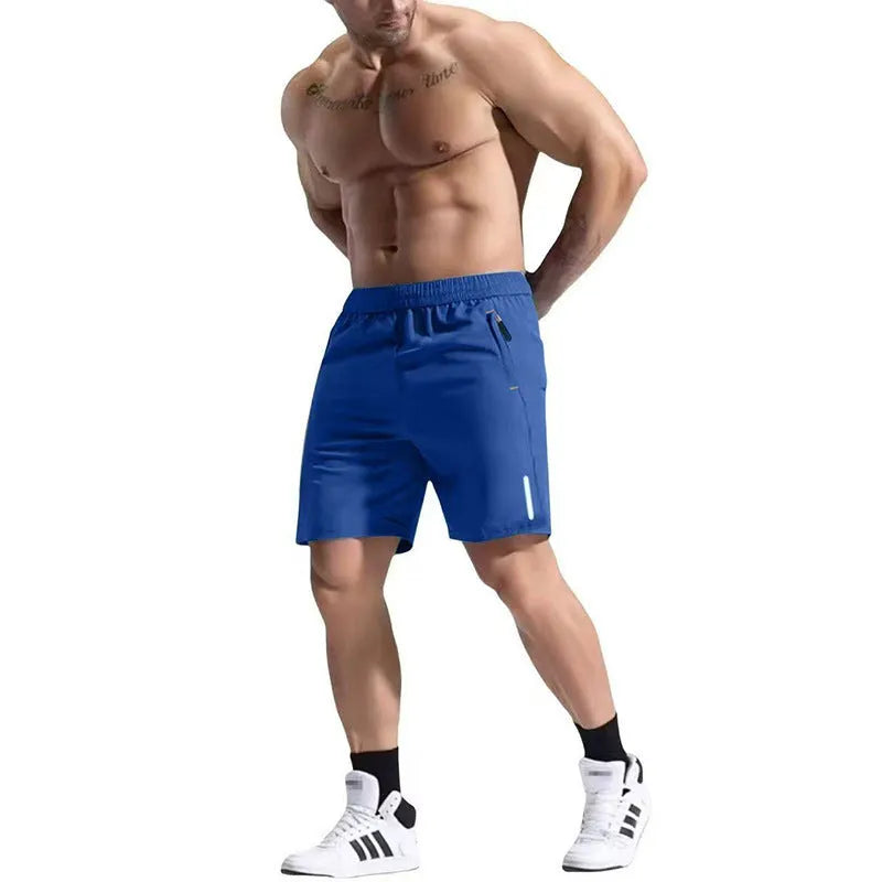 Men's grey elastic waist sports shorts with drawstring, made from bamboo fibre blend fabric.