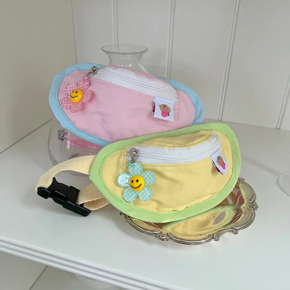 Pet backpack for dogs and cats in powder blue, yellow, and green colours with measured sizing