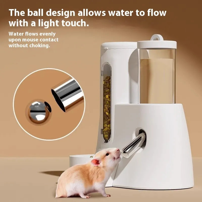 Hamster automatic drinking water feeder and food basin in blue, pink or white colours