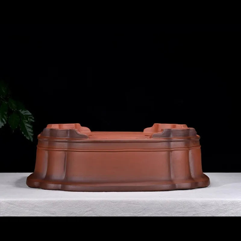 Chinese style purple clay rectangular flowerpot with antique finish, 71cm long garden planter