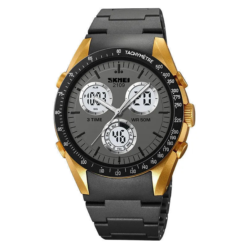 Casual electronic watch with digital display on a TPU strap, shown in camouflage colour option