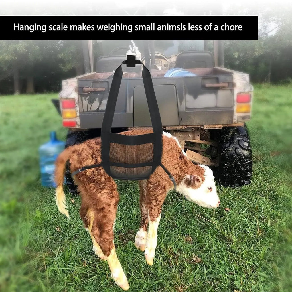 Calf large dog weighing sling bag measuring 35cm by 150cm for livestock and pet handling.