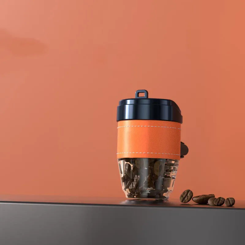 Coffee cup-shaped solid car air freshener in plastic with coffee bean fragrance