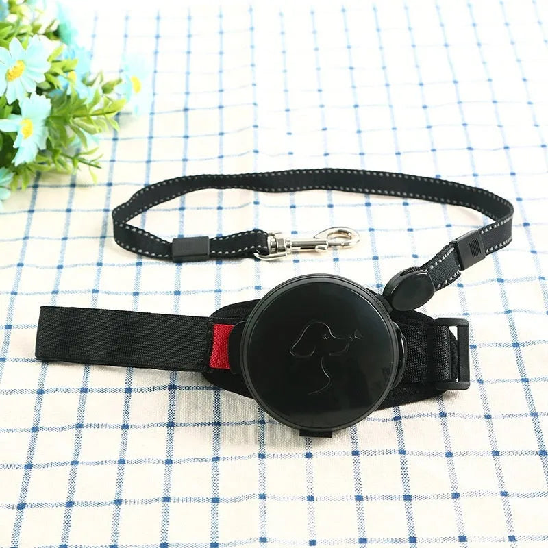 Pet Holding Hands automatic retractable dog leash extended, showing nylon cord and ergonomic handle.