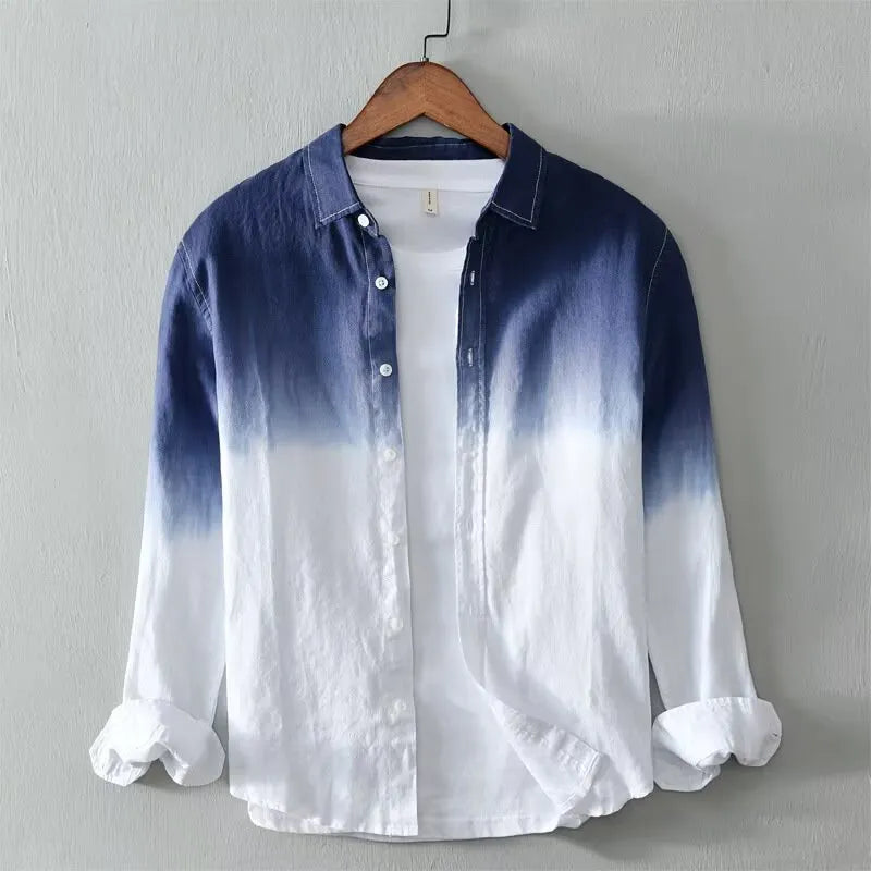 Men's casual loose top coat jacket in dark blue, light blue, or yellow, shown in a slim fit.
