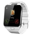 White smart watch with a 1.44-inch screen and wrist strap on a grey background.