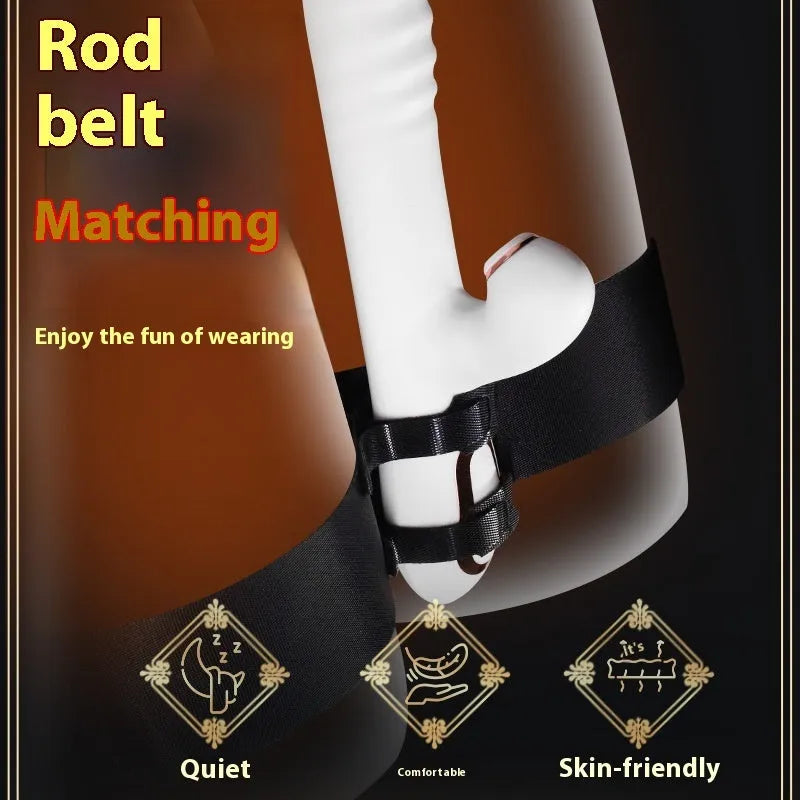 Black knitted intimate toy strap with adjustable fastening system for secure appliance attachment