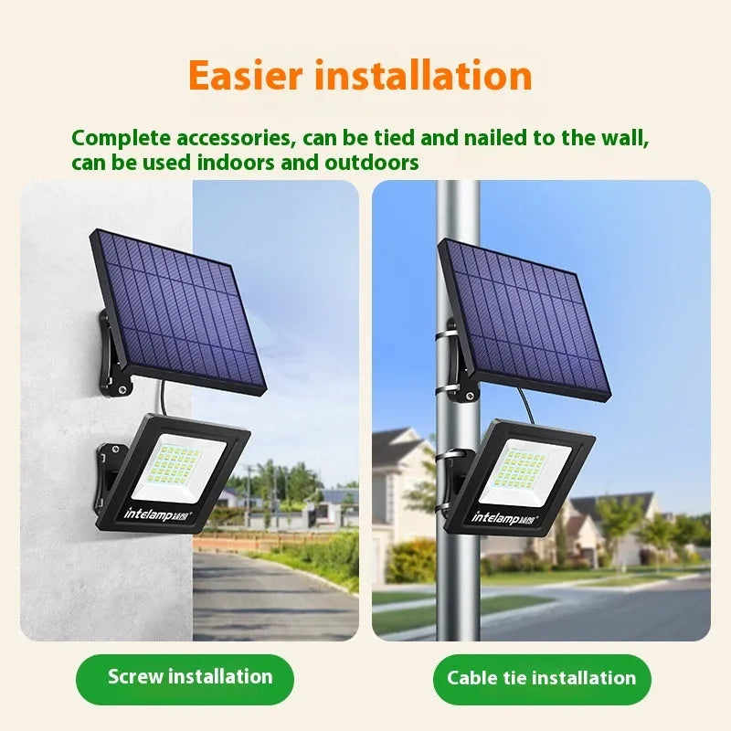 Outdoor solar-powered LED light with IP65 waterproof rating for courtyard and garden illumination