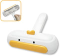 White portable pet hair remover tool with duck design featuring polyester bristles for furniture and car seat cleaning