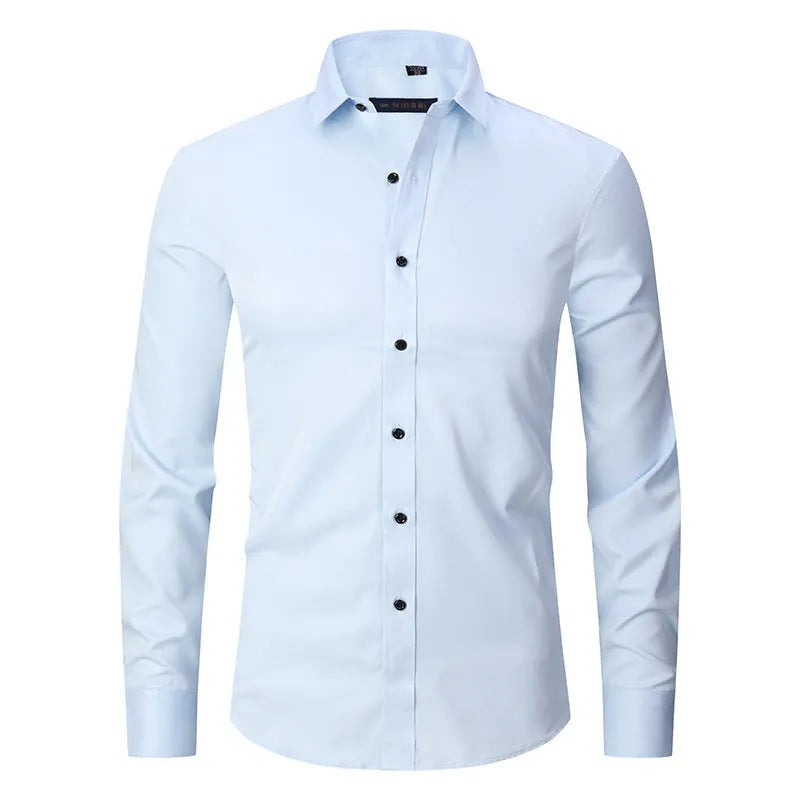 Men's long sleeve stretch work shirt in polyester, shown in a colour from the range of fifteen options.