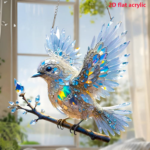Acrylic bird pendant wall decoration with UV printed cartoon design