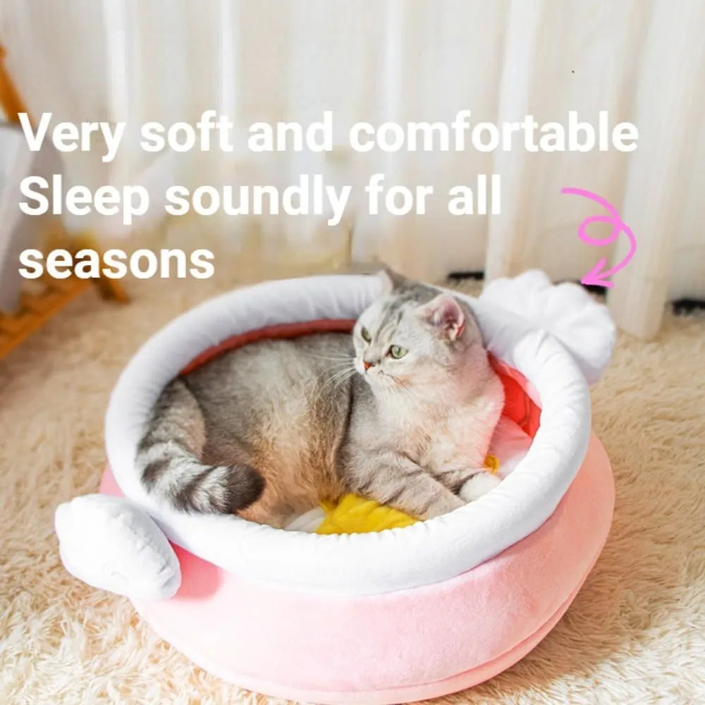 Pink honey pot shaped cat sofa bed with removable pad for small pets