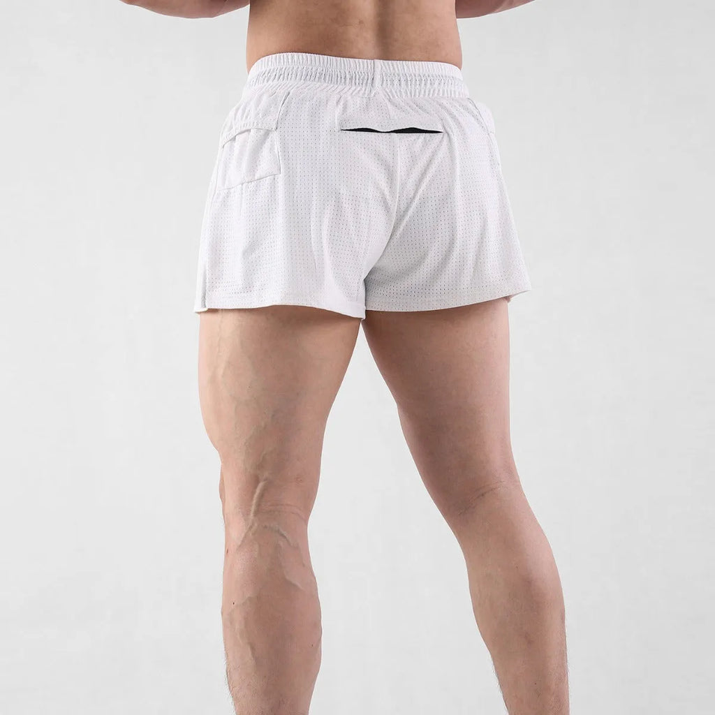Men's quick-drying nylon summer shorts in white or black with mid waist design