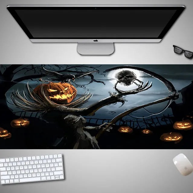 Halloween oversized computer mouse pad with non-slip rubber cloth backing in large dimensions
