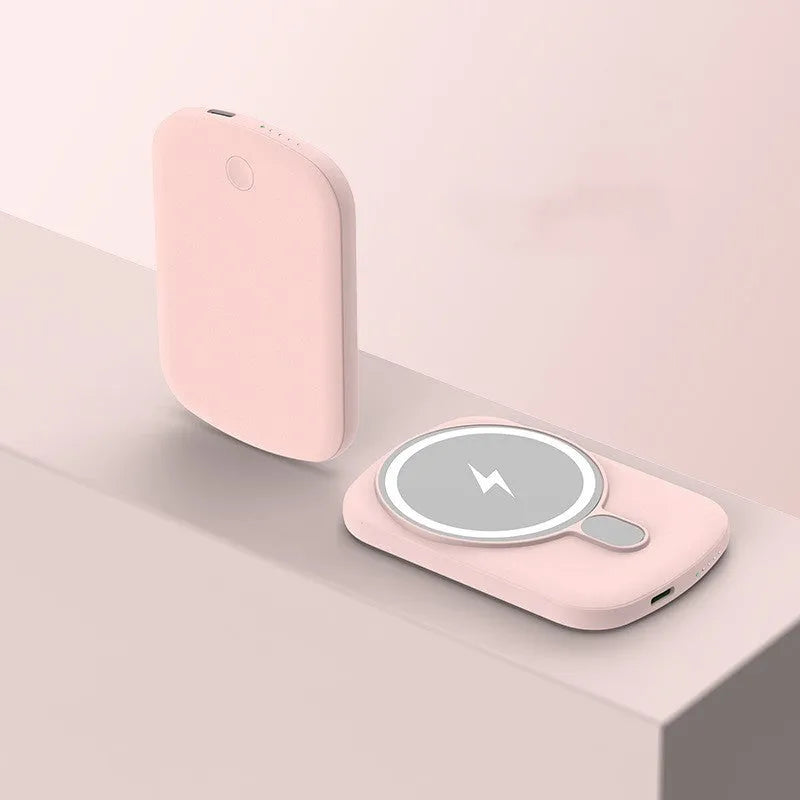 Magsafe magnetic wireless power bank in Barbie Pink, Gentleman's Black, Ivory White or Lightning Purple colours