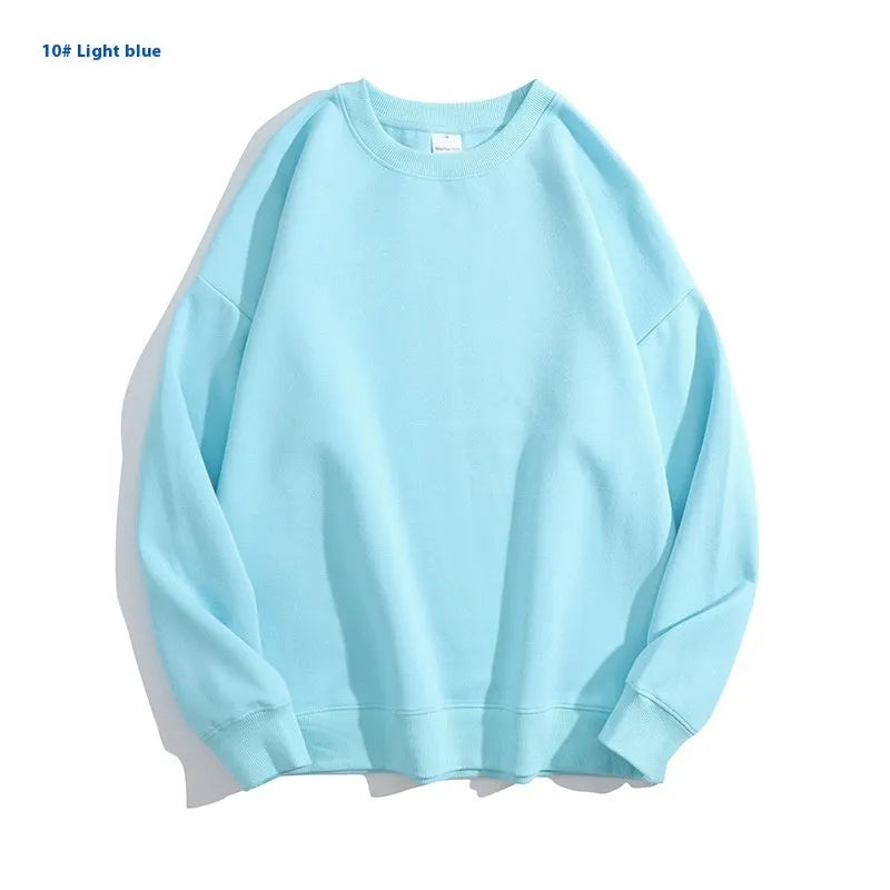 Cotton solid color round neck off shoulder sweater in loose pullover style with long sleeves available in various colours
