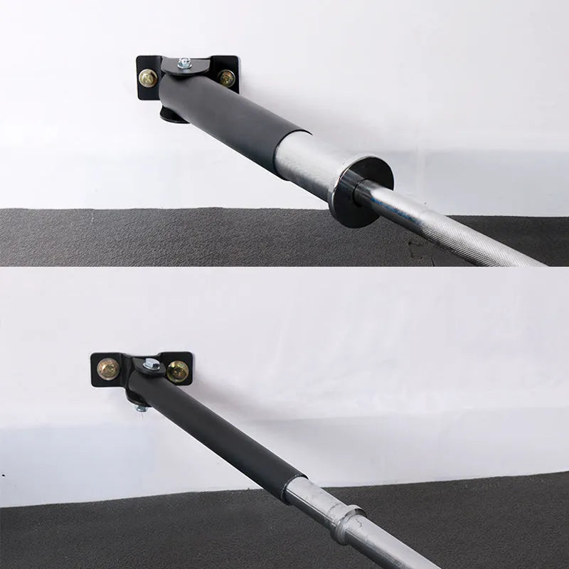 Steel wall-mounted barbell rod rack holding 25 tubes vertically.