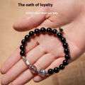 Obsidian Buddha beads DIY couple bracelet kit showing 8mm and 10mm beads with national style design