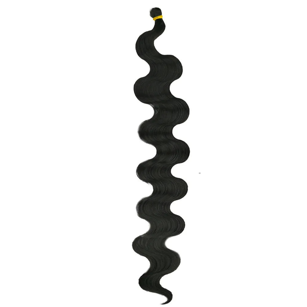24-inch wine red synthetic wig with big wave texture and crochet braid base