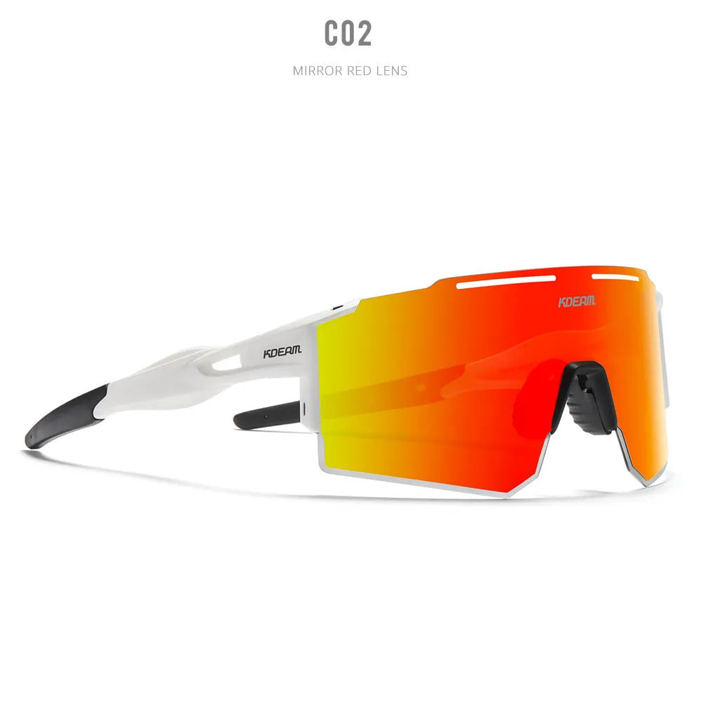 Polarized cycling sunglasses with TR90 frameless sports design in athletic colours