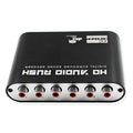 Black DTS Dolby AC-3 digital audio decoder with optical coaxial inputs for 5.1 channel conversion