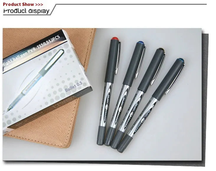Box of 12 water-based quick-drying signature pens with 0.5mm tips in multiple colour options