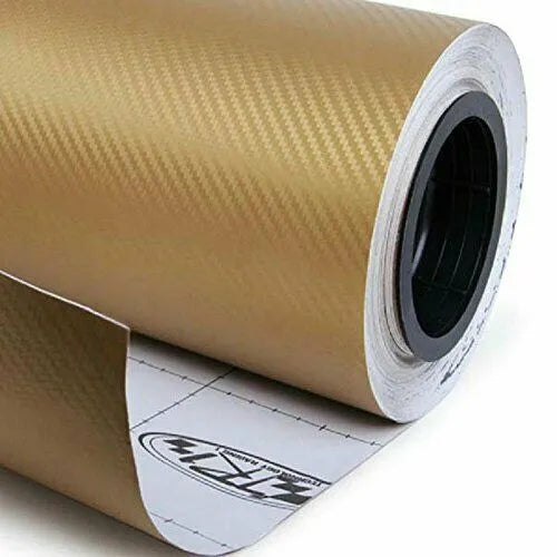 Roll of 3D carbon fibre patterned car sticker in one of eight colours, showing textured black and silver weave design