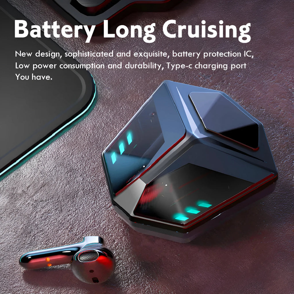 M59 model wireless Bluetooth over-ear gaming headset in pictured colour on a grey background.
