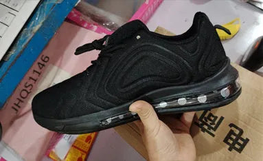 Men's black casual sneakers with lace-up design and thick sole for outdoor activities