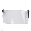 Transparent windproof explosion-proof face mask with guide rail for helmet mounting.