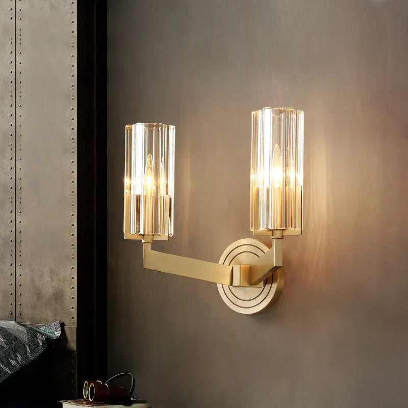 Modern copper wall lamp with either single or double head options, minimalist Nordic design