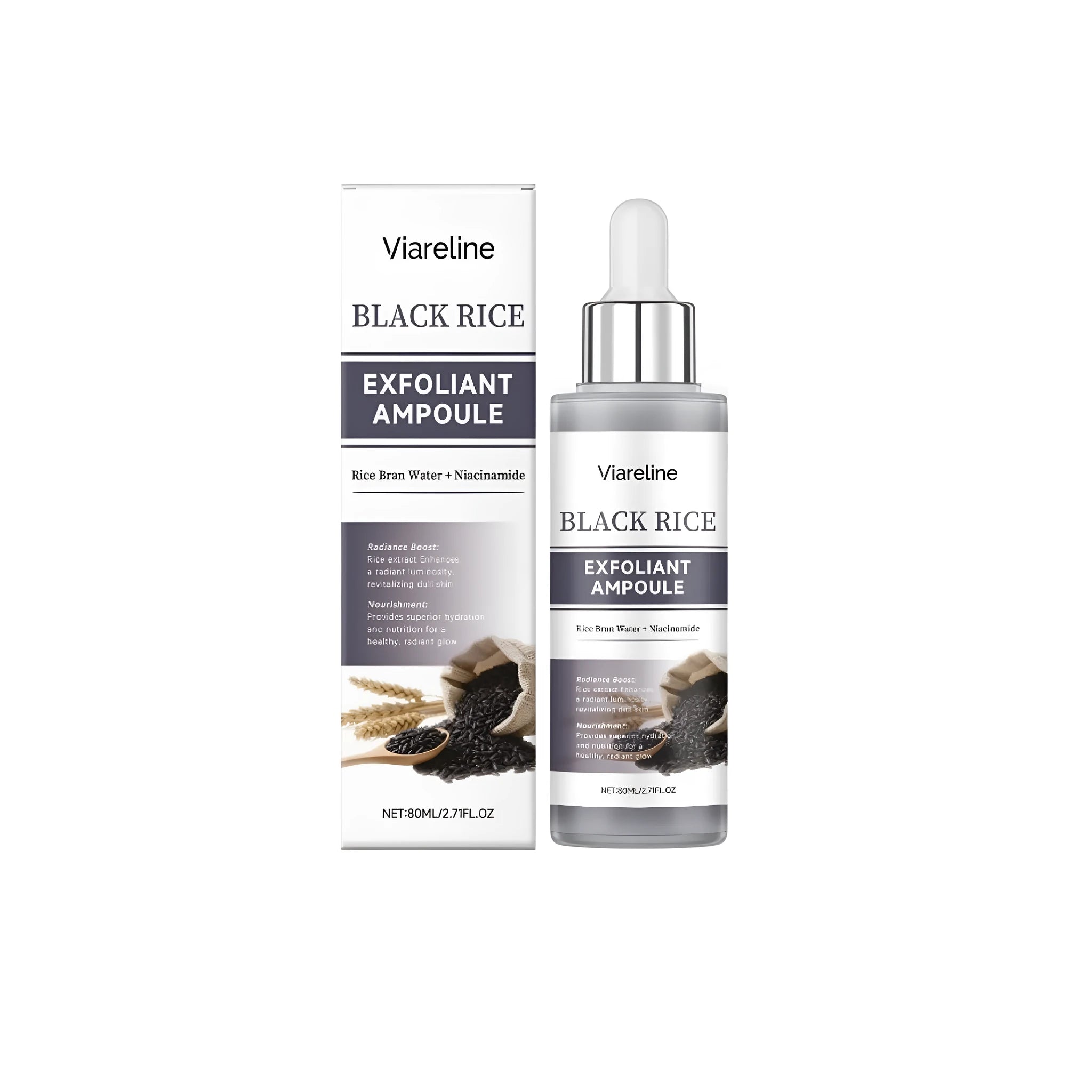 80ml bottle of black rice exfoliating liquid facial toner with salicylic acid and hyaluronic acid