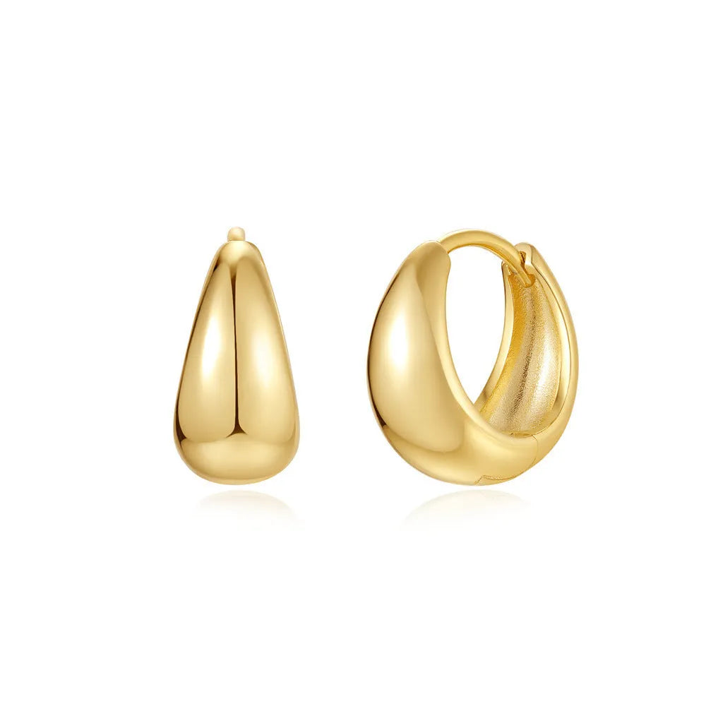 Brass diamond earclip earrings in geometric circular design with gold electroplated finish