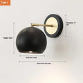 Nordic style iron wall lamp mounted beside bed with LED light illumination