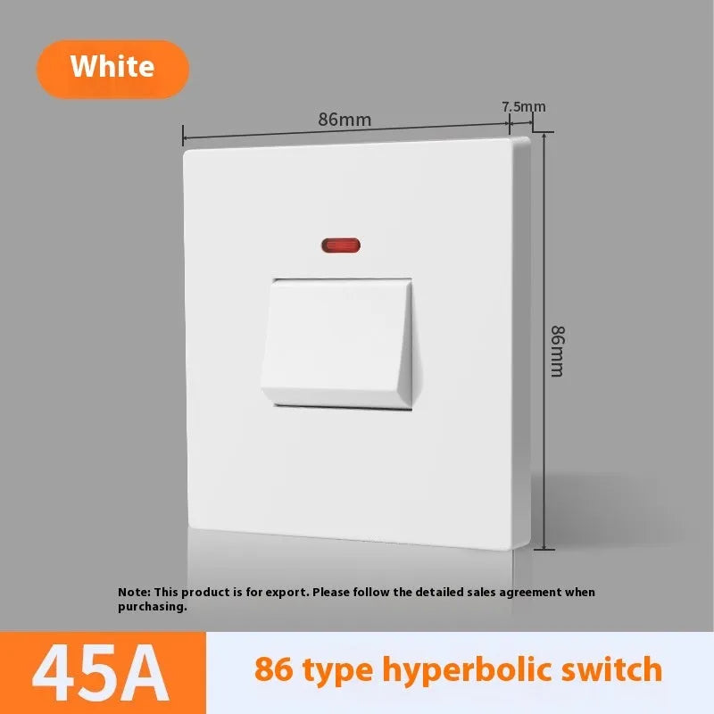 Water heater air conditioner high-current switch with light panel in curved rack design