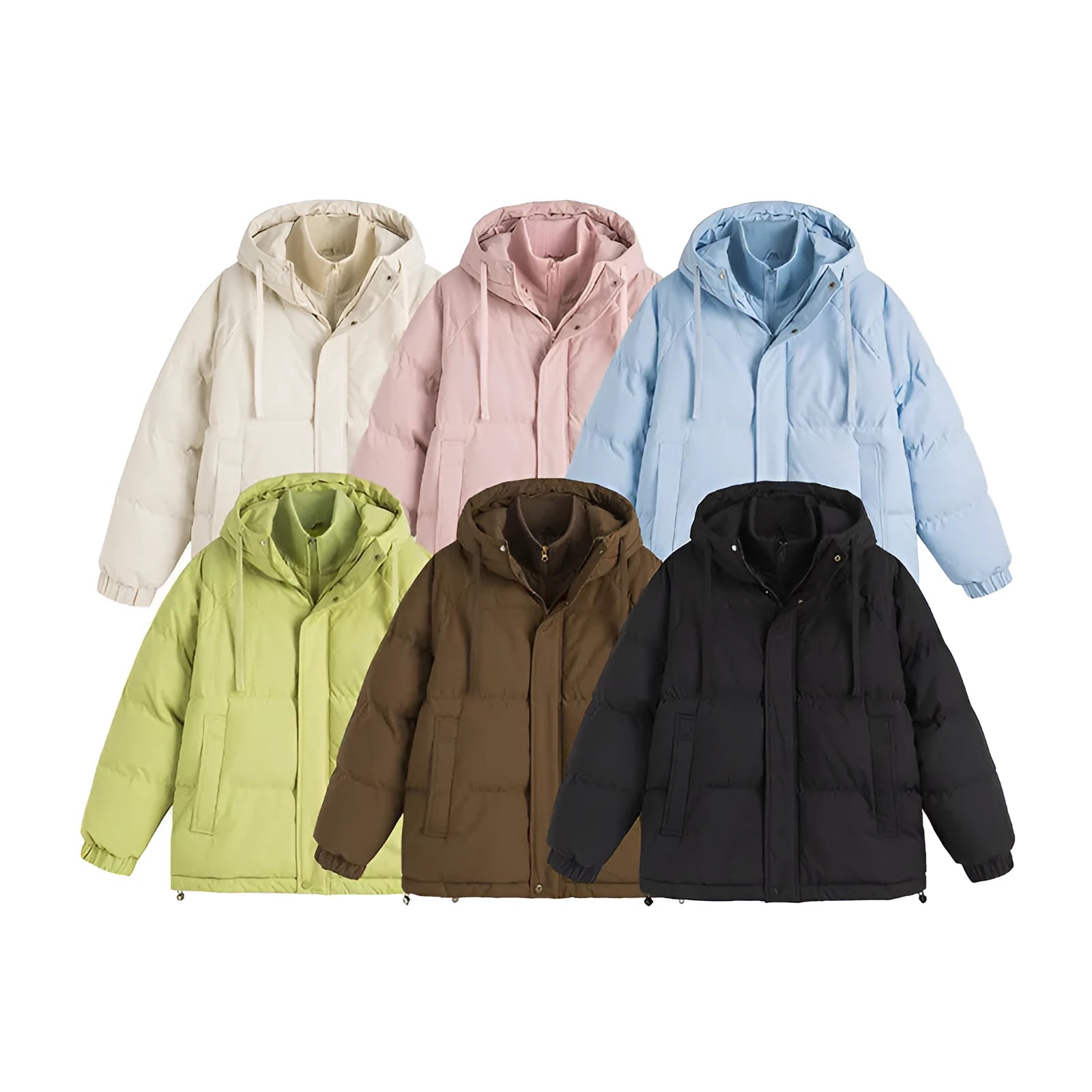Loose winter padded coat with side pockets in six colour options