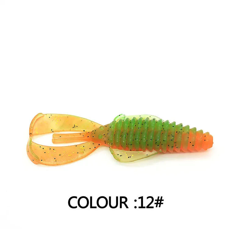 Soft plastic PVC fishing lure measuring 8cm with simulation bait design in multiple colour options