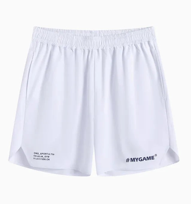 Men's grey quick-dry fitness shorts with a short-length cut for summer training.