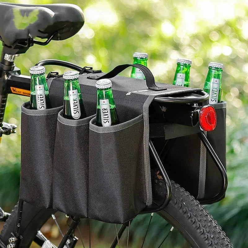 Double-sided black bicycle beverage bag made of 600D PVC with 2L capacity for cycling