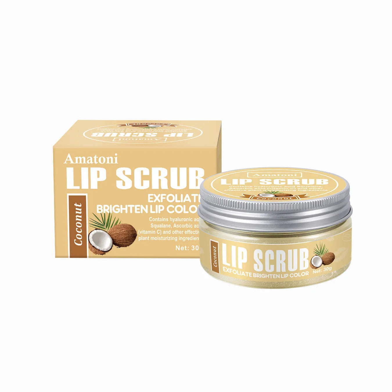 Amatoni fruit flavour lip scrub cream in a 30g container