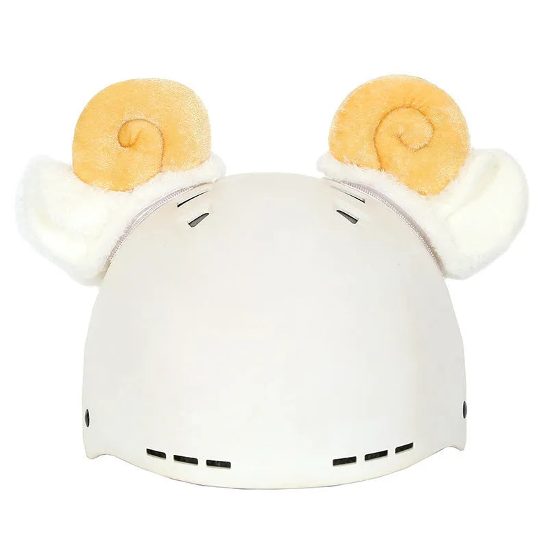 Plush fabric ski helmet decoration with cartoon design for winter gear customisation