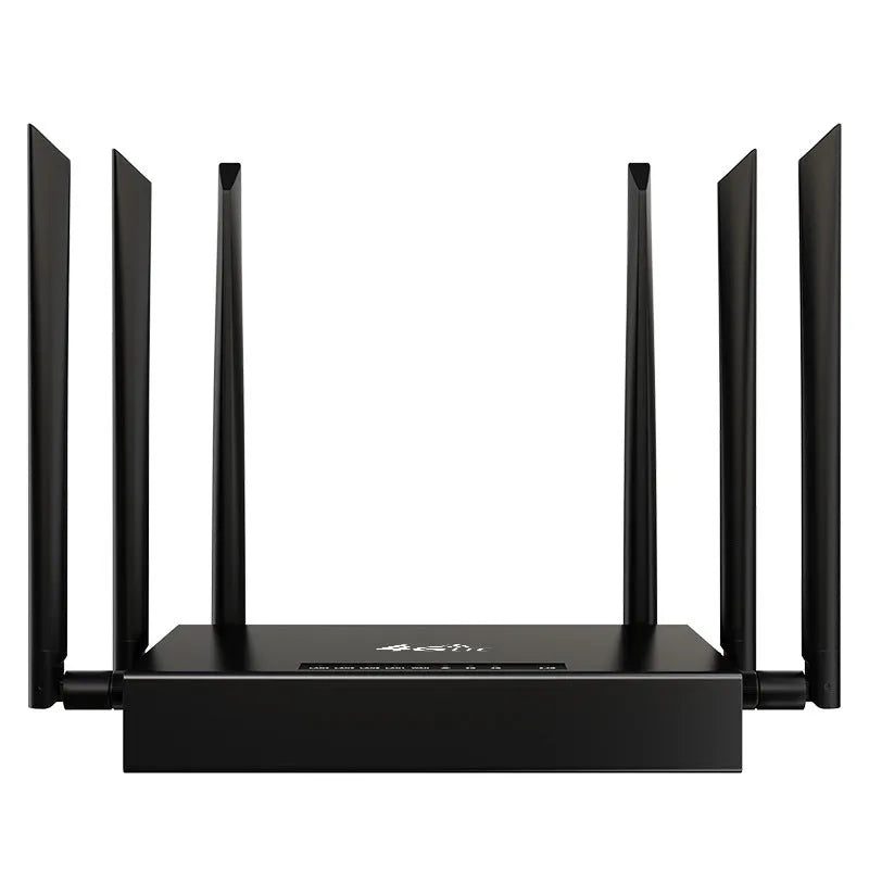 Industrial iron casing 4G router with removable antennas showing DC power interface