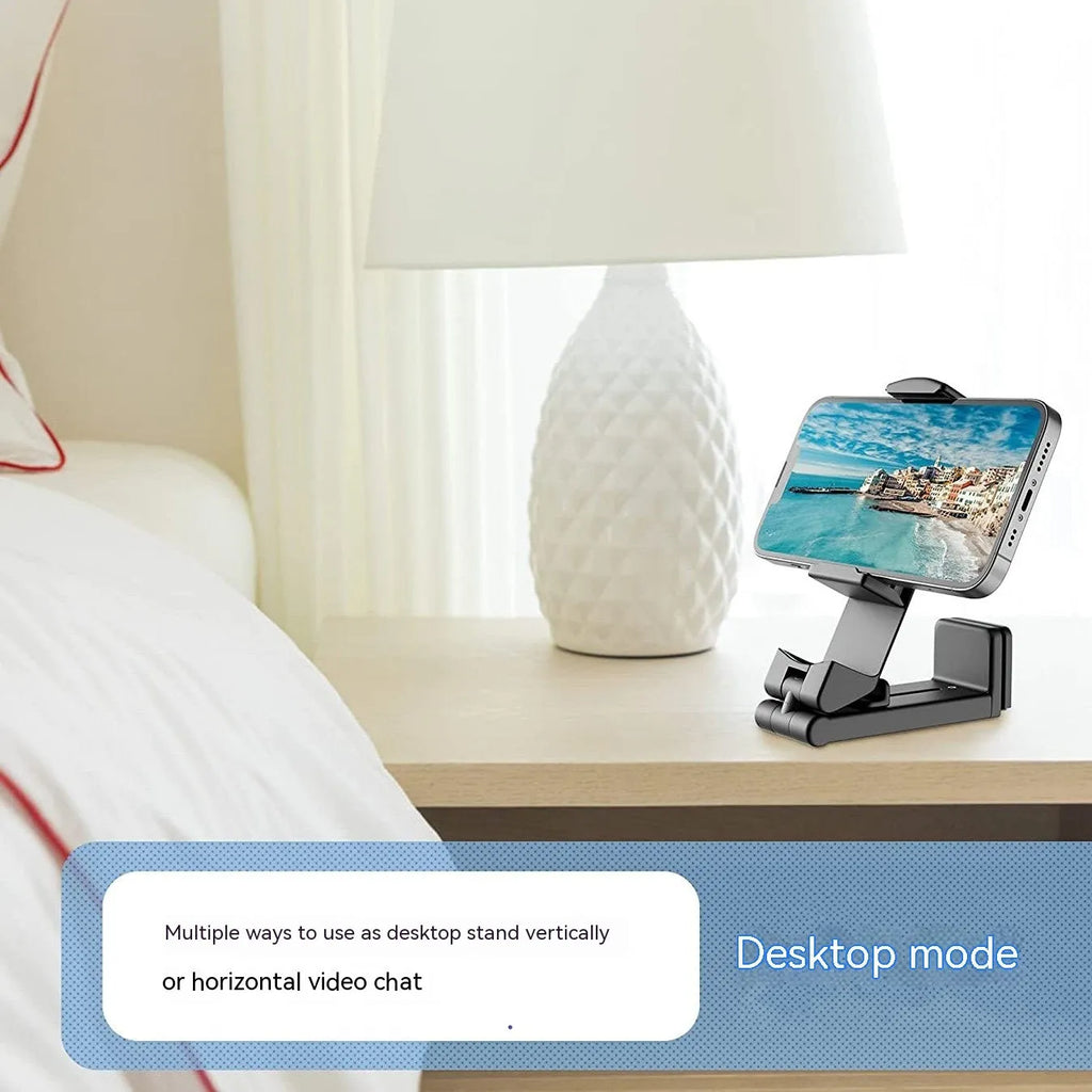 Foldable rotating phone holder in black, grey, or green colours for mobile phones