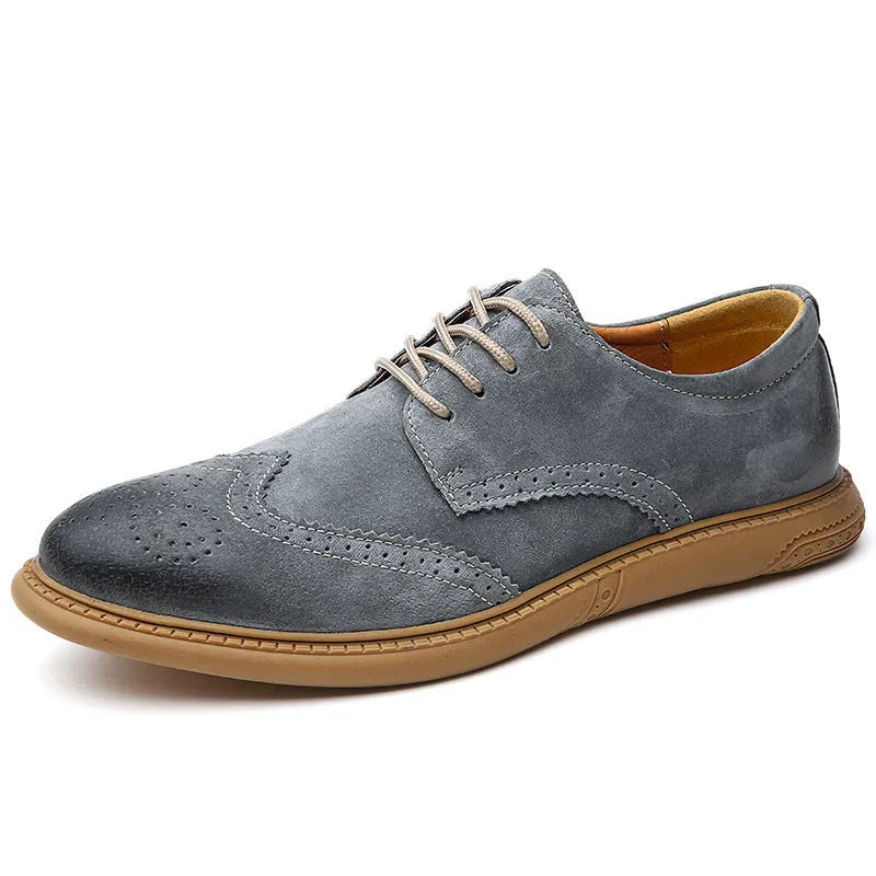 Men's black business formal leather shoes with lace-up design and rubber sole