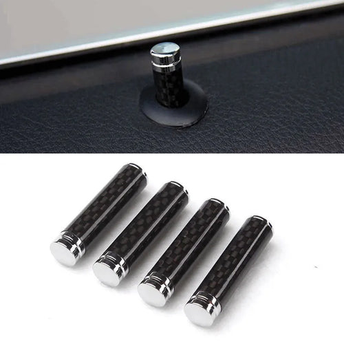 Carbon fibre door lift decorative cover set showing four units for vehicle installation
